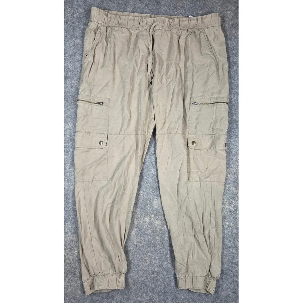 Banana Republic Khaki Tan Lyocell Cargo Jogger Pants Mens XL Utility Baggy Y2K